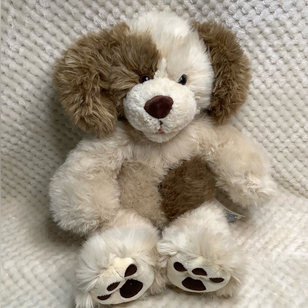 Build A Bear Fluffy Plush Puppy Dog Stuffed Brown Cream Animal Toy